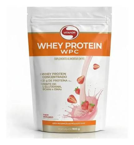 Whey Protein Wpc Morango Sh 900g Vitafor