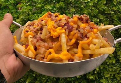 Batata frita c/cheddar e bacon 300g