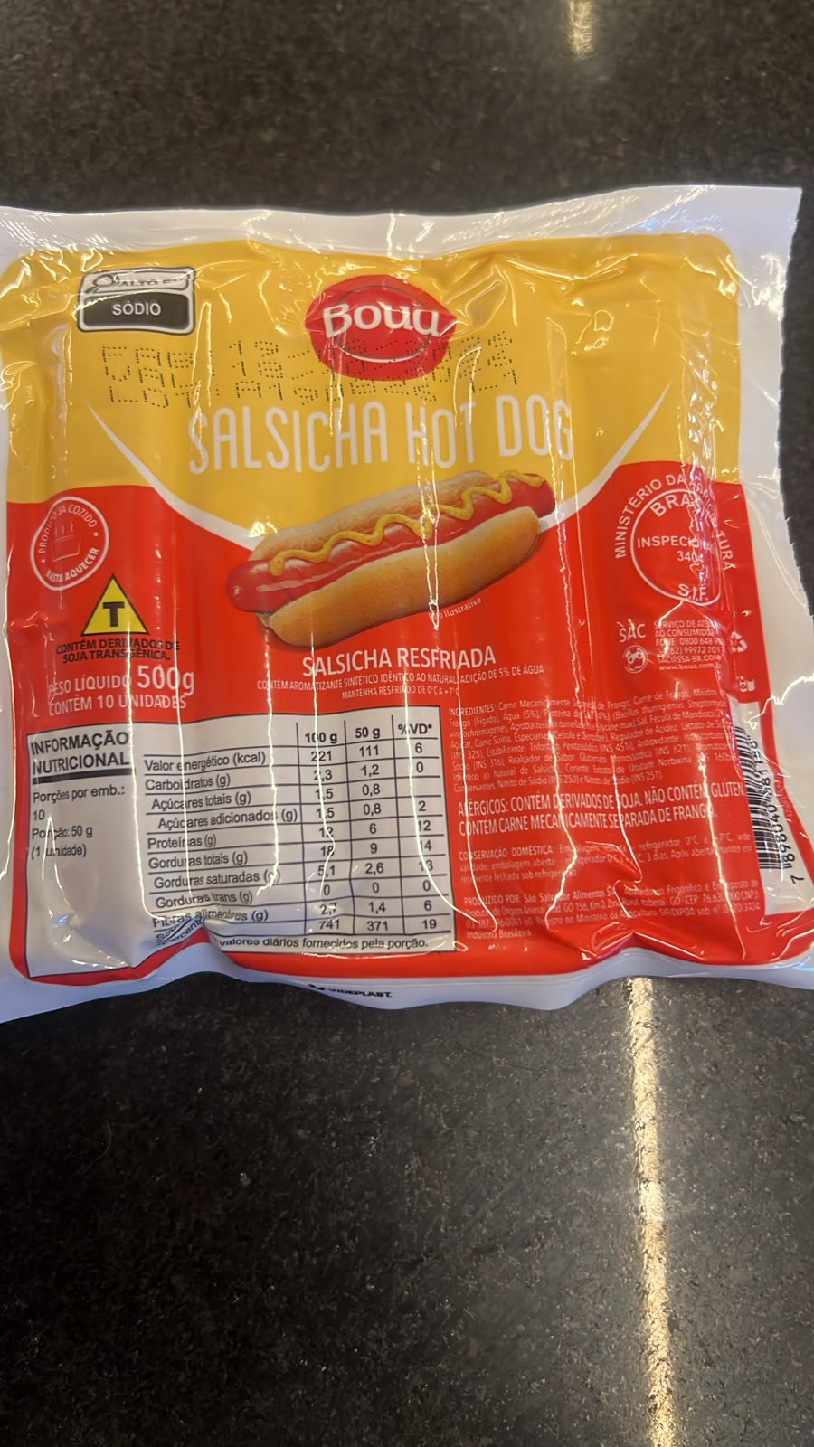 3698 - Salsicha hot dog Boua 500 g