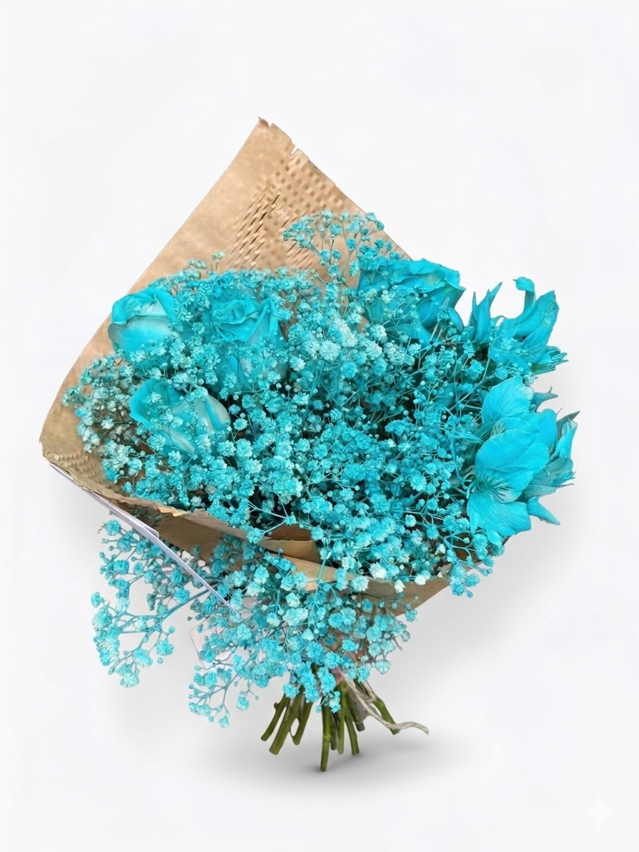 Buquê rosa azul turquesa