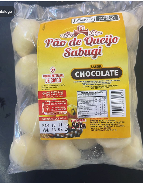 PAO DE QUEIJO CHOCOLATE 400G