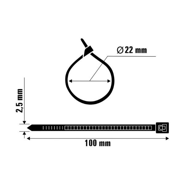 Abraçadeira Preta 2,5mm x 100mm Un