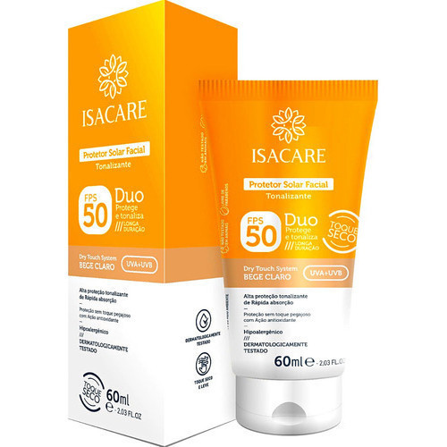 PROTETOR SOL. FAC. ISACARE TOQUE SECO (BEGE CLARO) FPS50 60ML