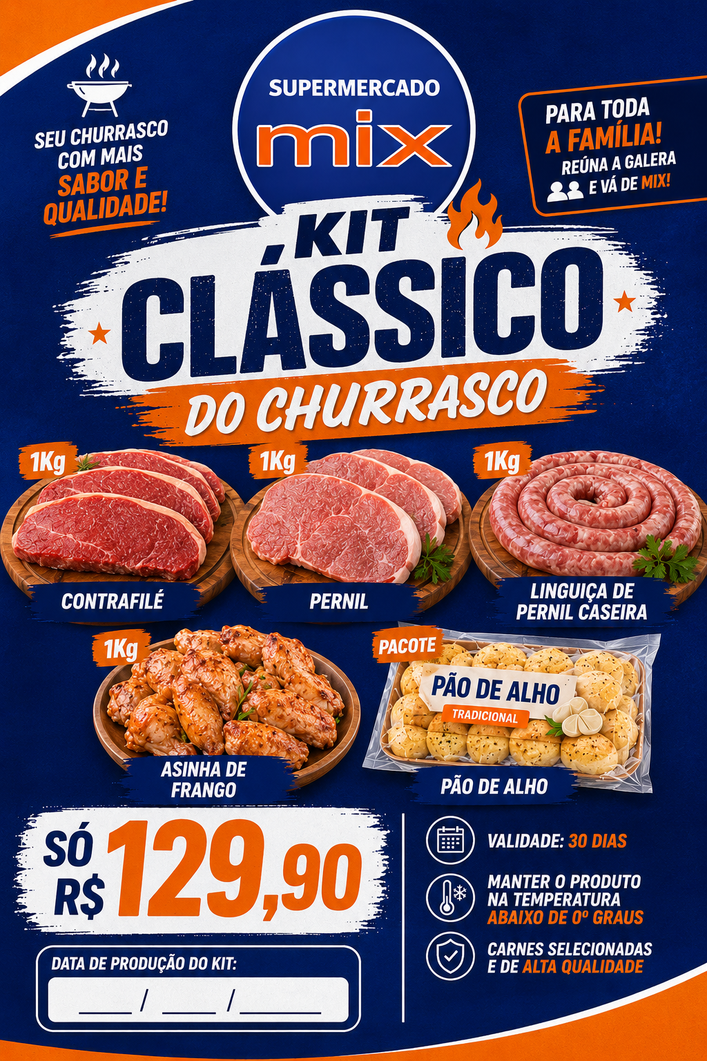 KIT CHURRASCO CLASSICO P/10 PESSOAS