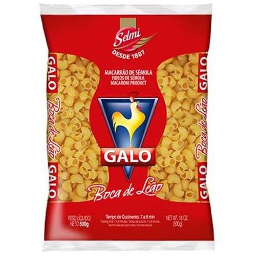 MACARRAO SEMOLA GALO BOCA DE LEAO 500G