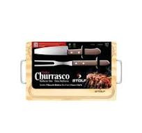 KIT CHURRASCO STOLF GARFO/ FACA/ TABUA MADEIRA PINUS