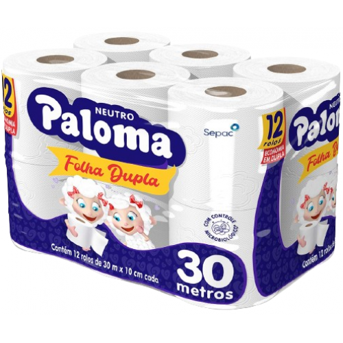 Papel Higiênico Paloma 30m com 12 Rolos folha Simples