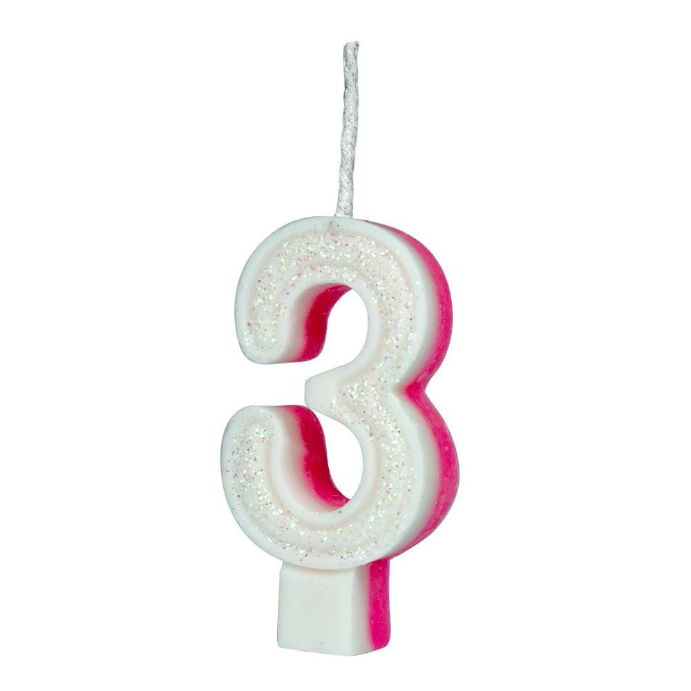 VELA GLITER REGINA Nº 3 ROSA