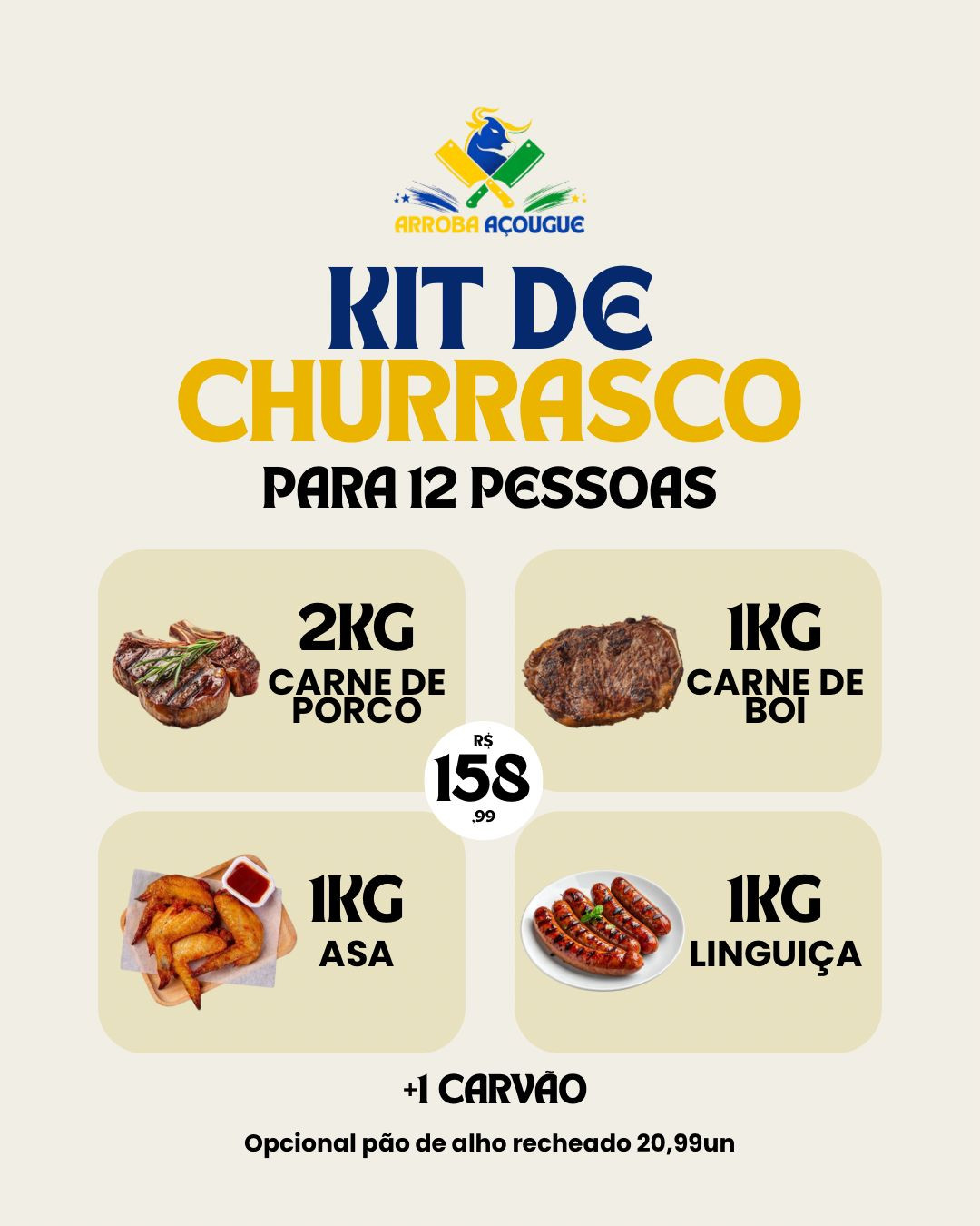 Kit de Churrasco 03 (serve 12 pessoas)