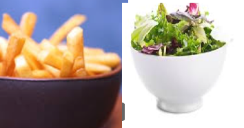 bowl de fritas ou salada acompanhamento