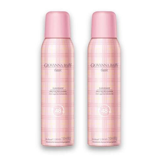 Kit Desodorante Aerosol Classic Giovanna Baby com 30% Desconto 150ml 2un