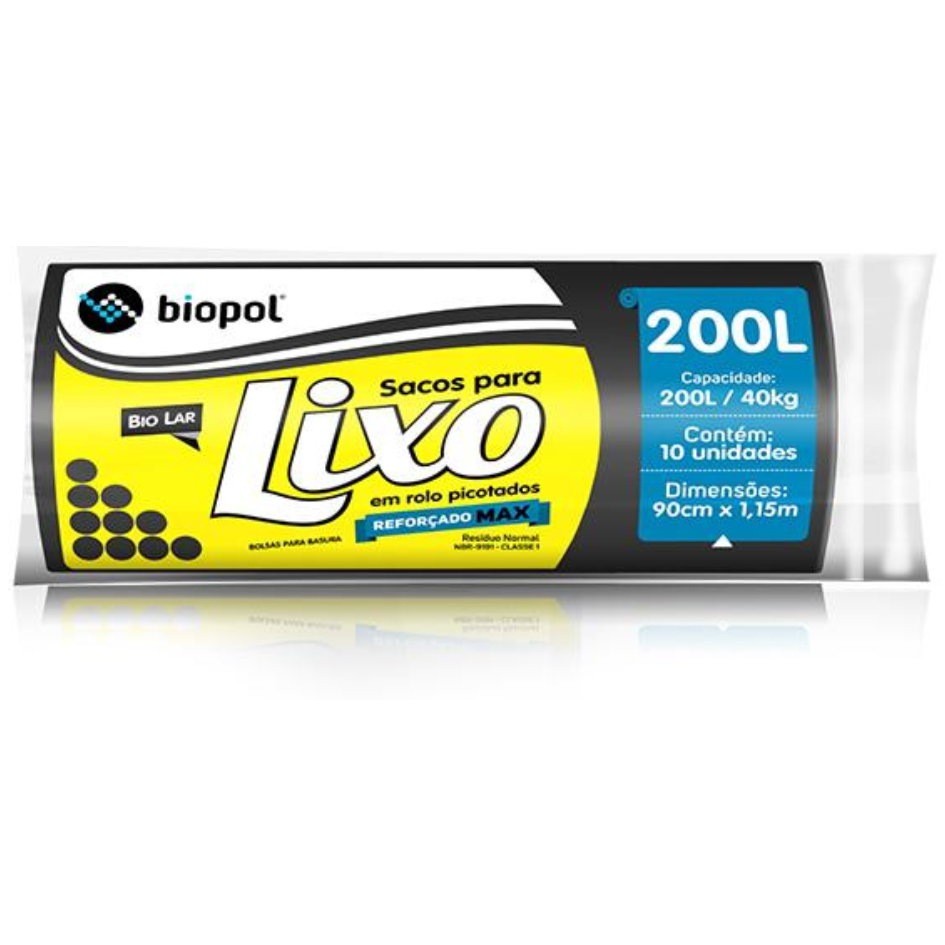 SACO P/ LIXO BIOLAR ROLO REFORÇADA 200L/40KG C/10UN