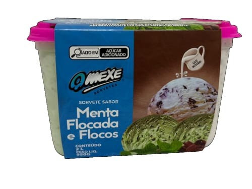 SORVETE QMEXE MENTA FLOCADA E FLOCOS 2L