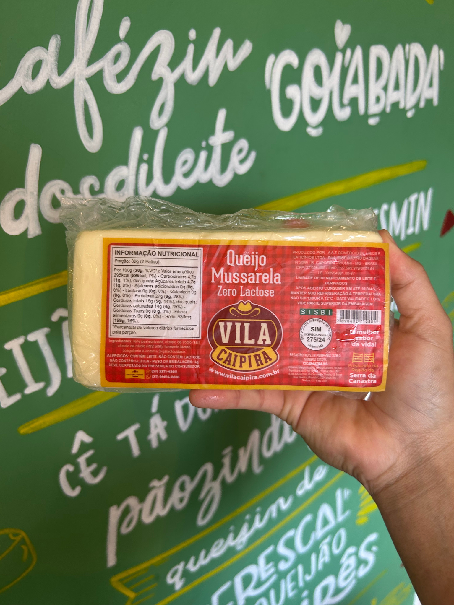 Queijo Muçarela Zero Lactose Vila Caipira - 550g