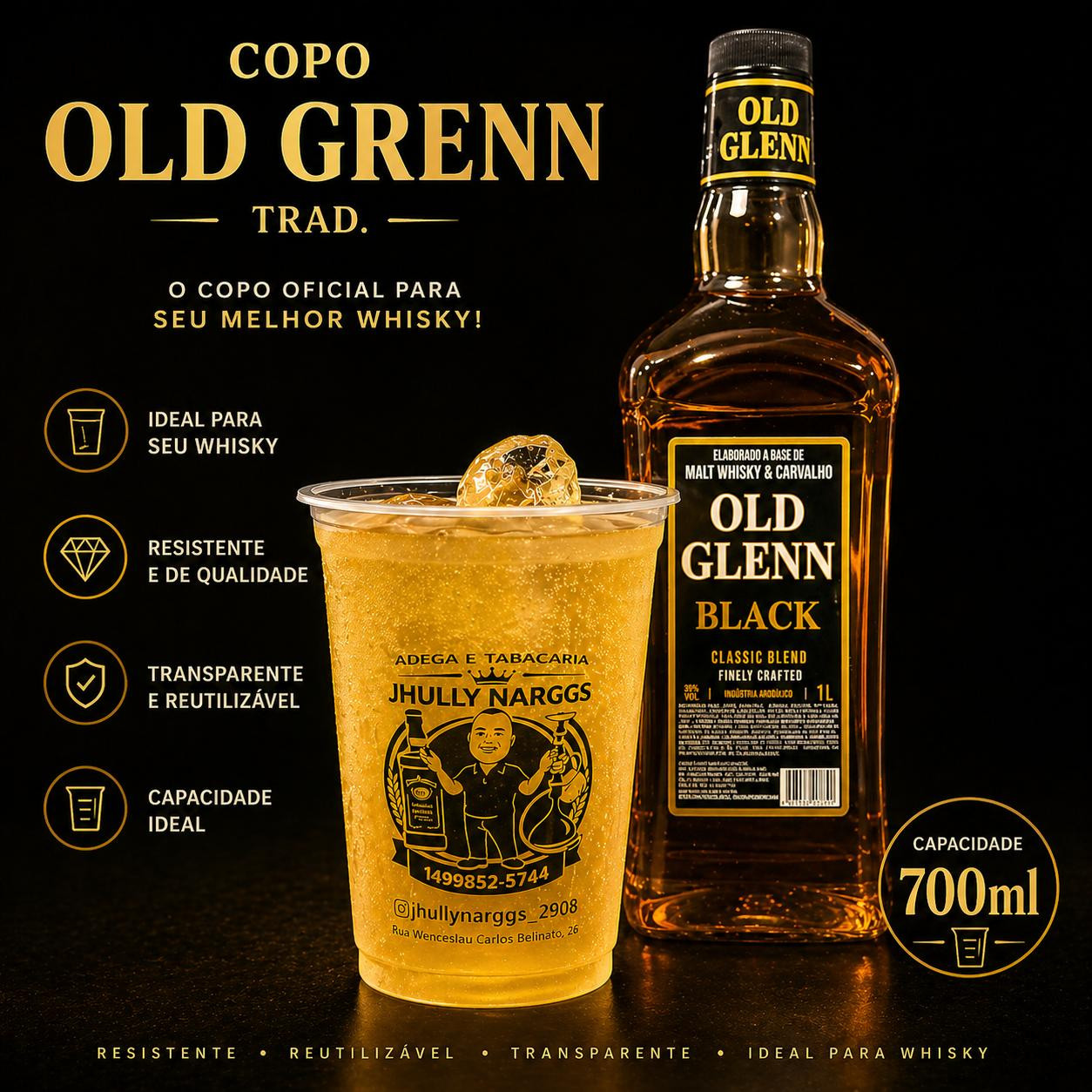 COPO DE WHISKY OLD GRENN 700ML