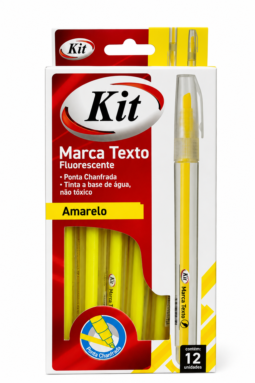 Marca Texto Fluorescente Amarelo c/12Uni