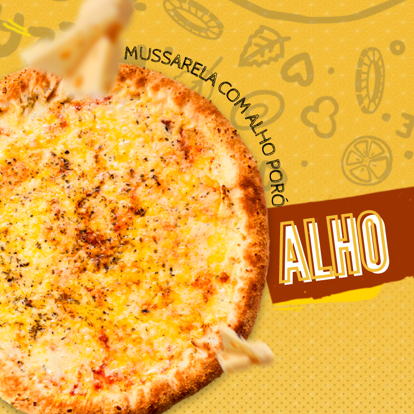 Pizza de Mussarela c/ Alho 8 Pedaços