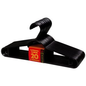CABIDE PLASTICA BLACK 40CM C/20UN