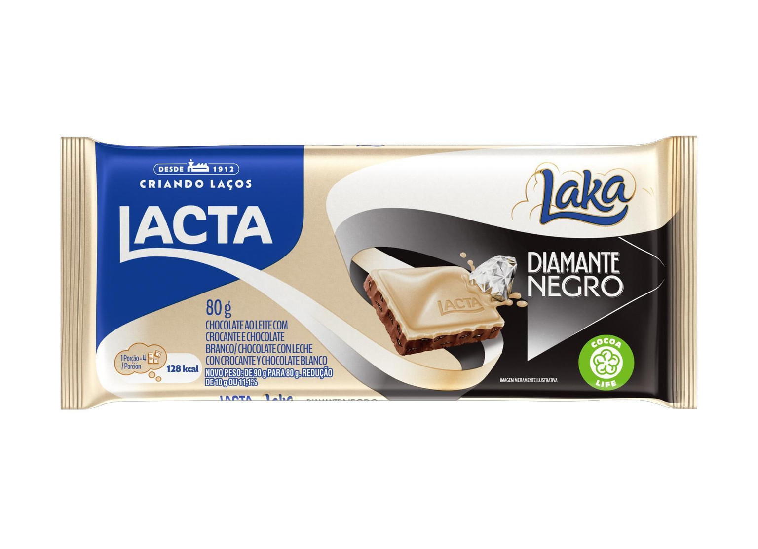 CHOCOLATE LACTA DIAMANTE NEGRO LAKA 80G