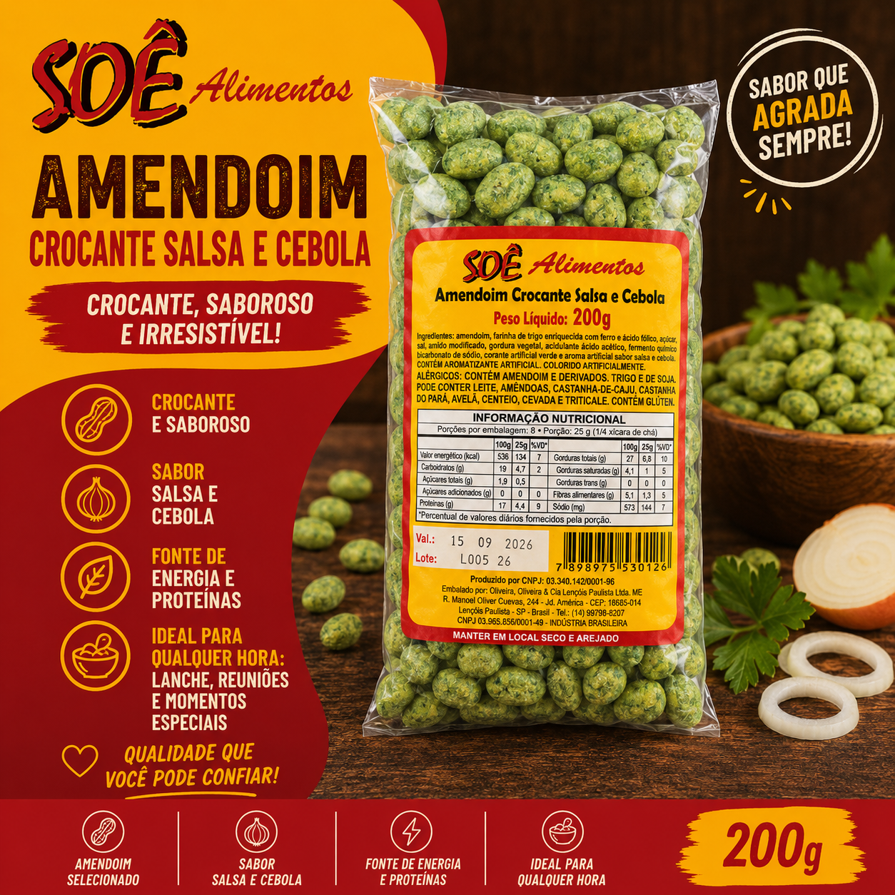 AMENDOIM CROCANTE  SALSA E CEBOLA SOE 200G