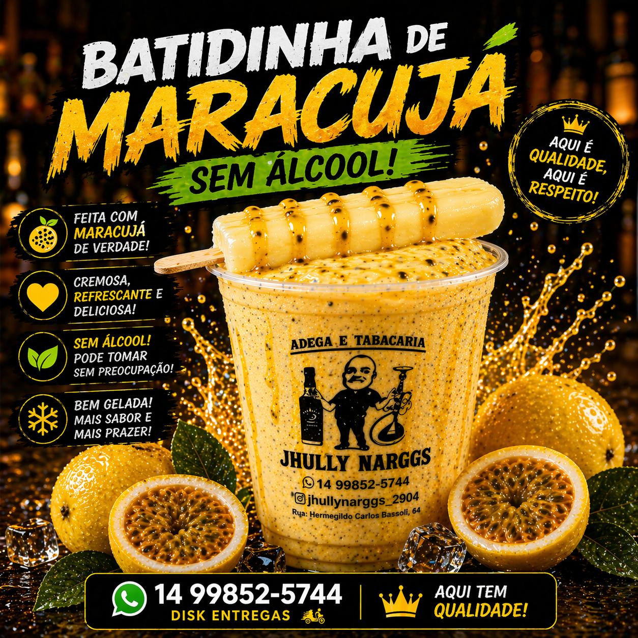 BATIDINHA MARACUJA SEM ÁLCOOL 