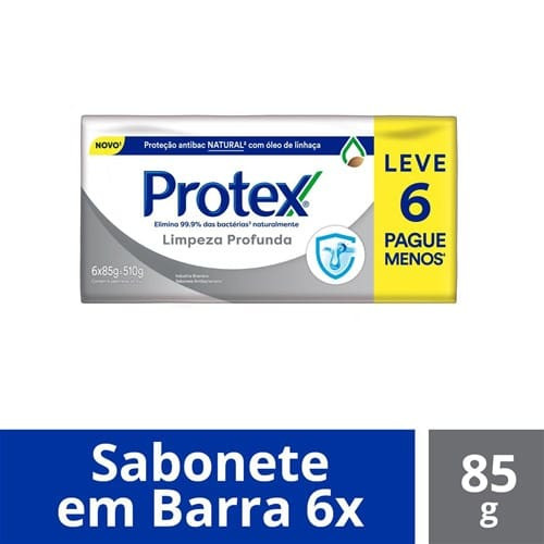 Sabonete em Barra Limpeza Profunda Protex 85g com 6un