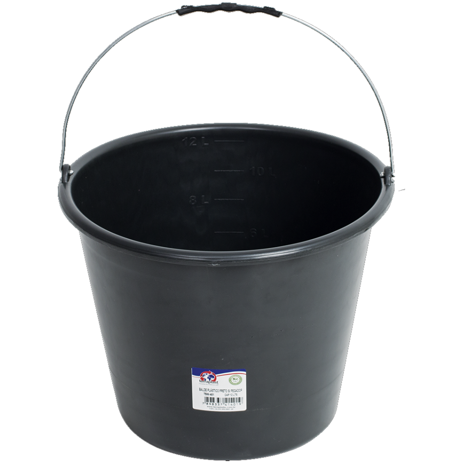 BALDE PLASTICO TERRAPLAST S/ PEGA PRETO 12L