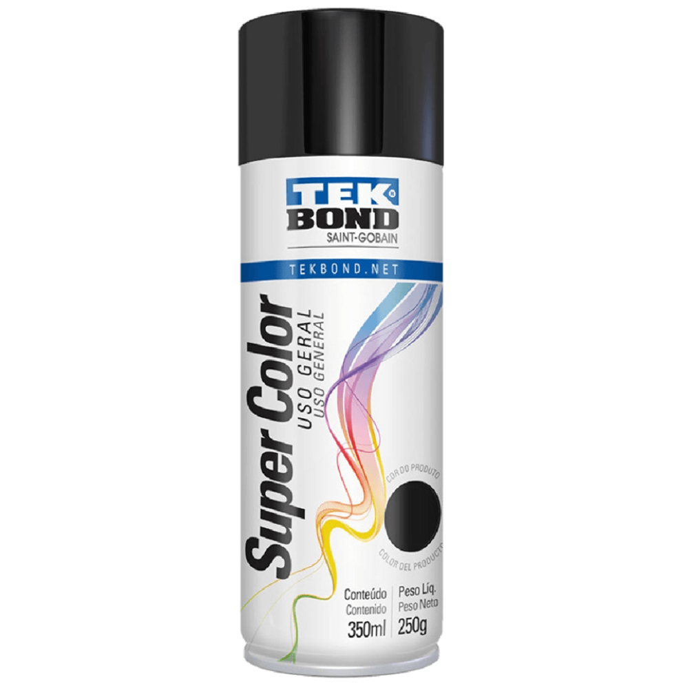TINTA SPRAY TEK BOND PRETO BRILHANTE USO GERAL 350ML