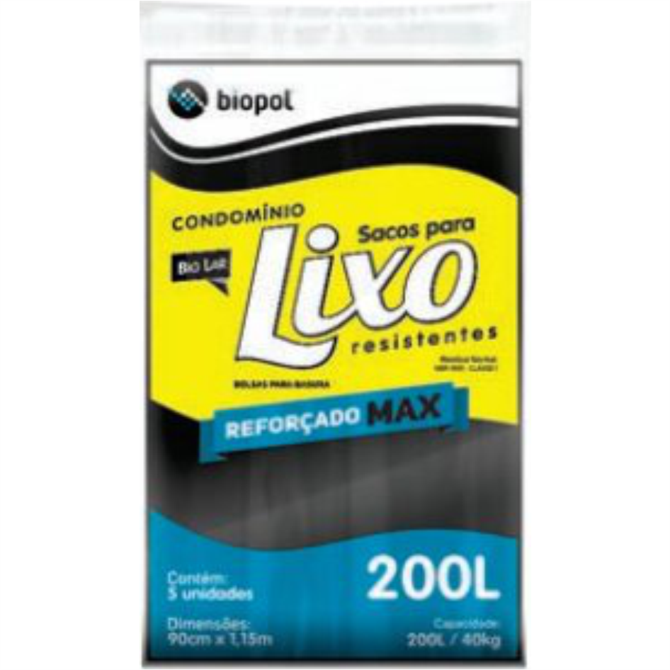 SACO P/ LIXO BIOLAR REFORÇADA 200L/40KG C/5UN