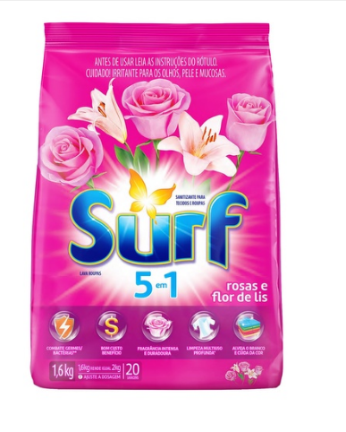 Sabao Po Surf Sc 1,6kg Rosa Flor De Lis