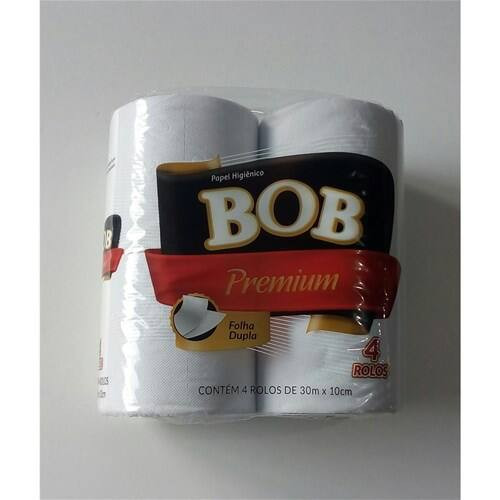 Papel Higiênico Bob Premium Folha Dupla Neutro 30m Embalagem 4un