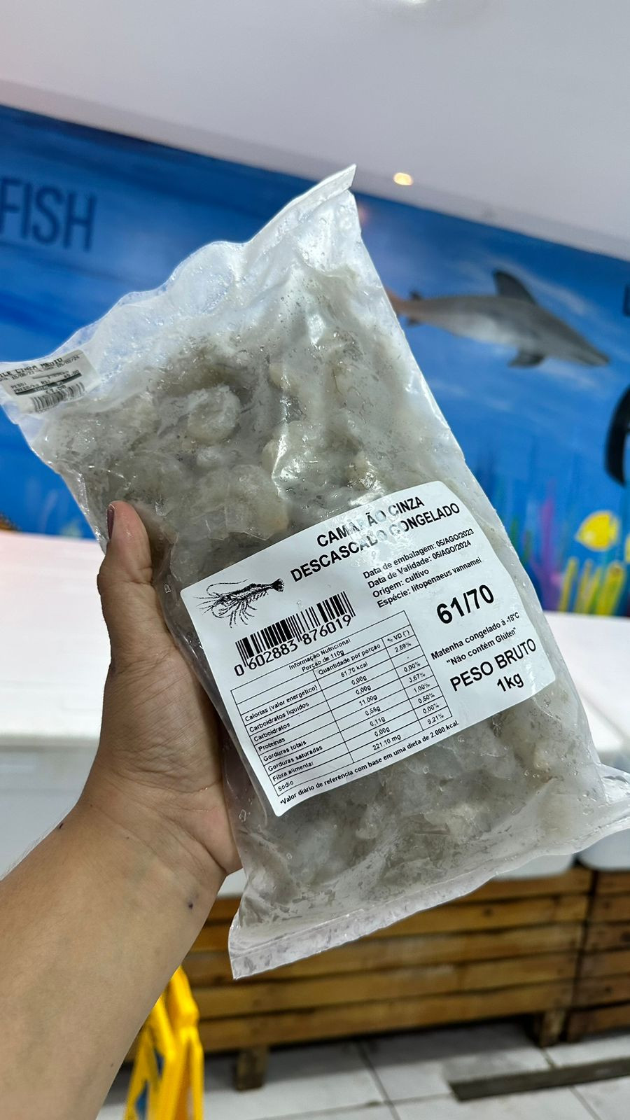 Filé de camarão cinza 61/70 (1kg)