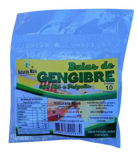 BALA DE GENGIBRE COM MEL E PROPOLIS 10 UN NATURAIS
