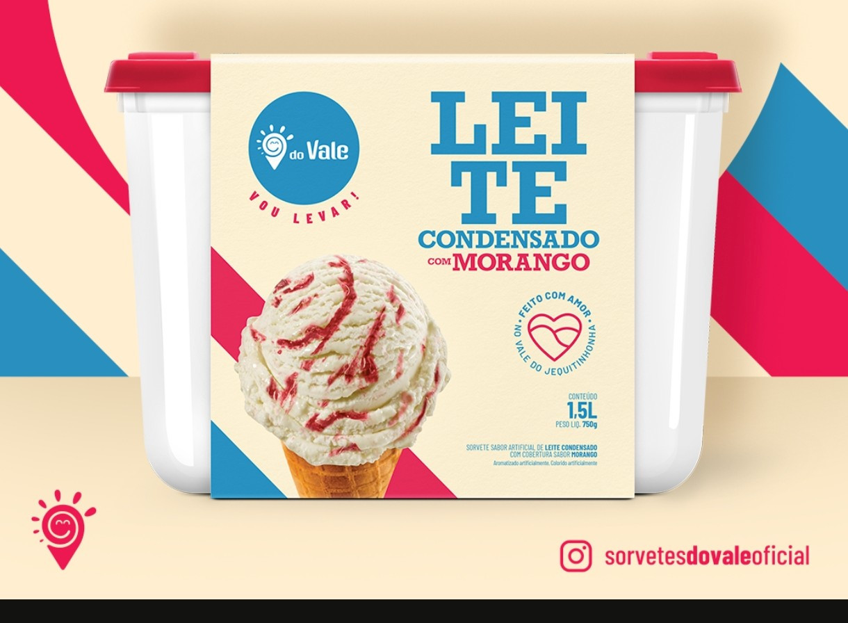 SORVETE 1.5L LEITE CONDENSADO C/ MORANGO 