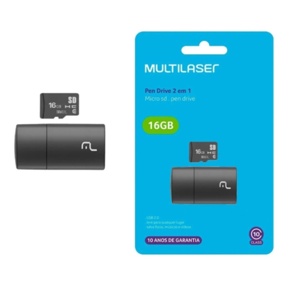 PEN DRIVE+MICRO SD MULTILASER 16GB