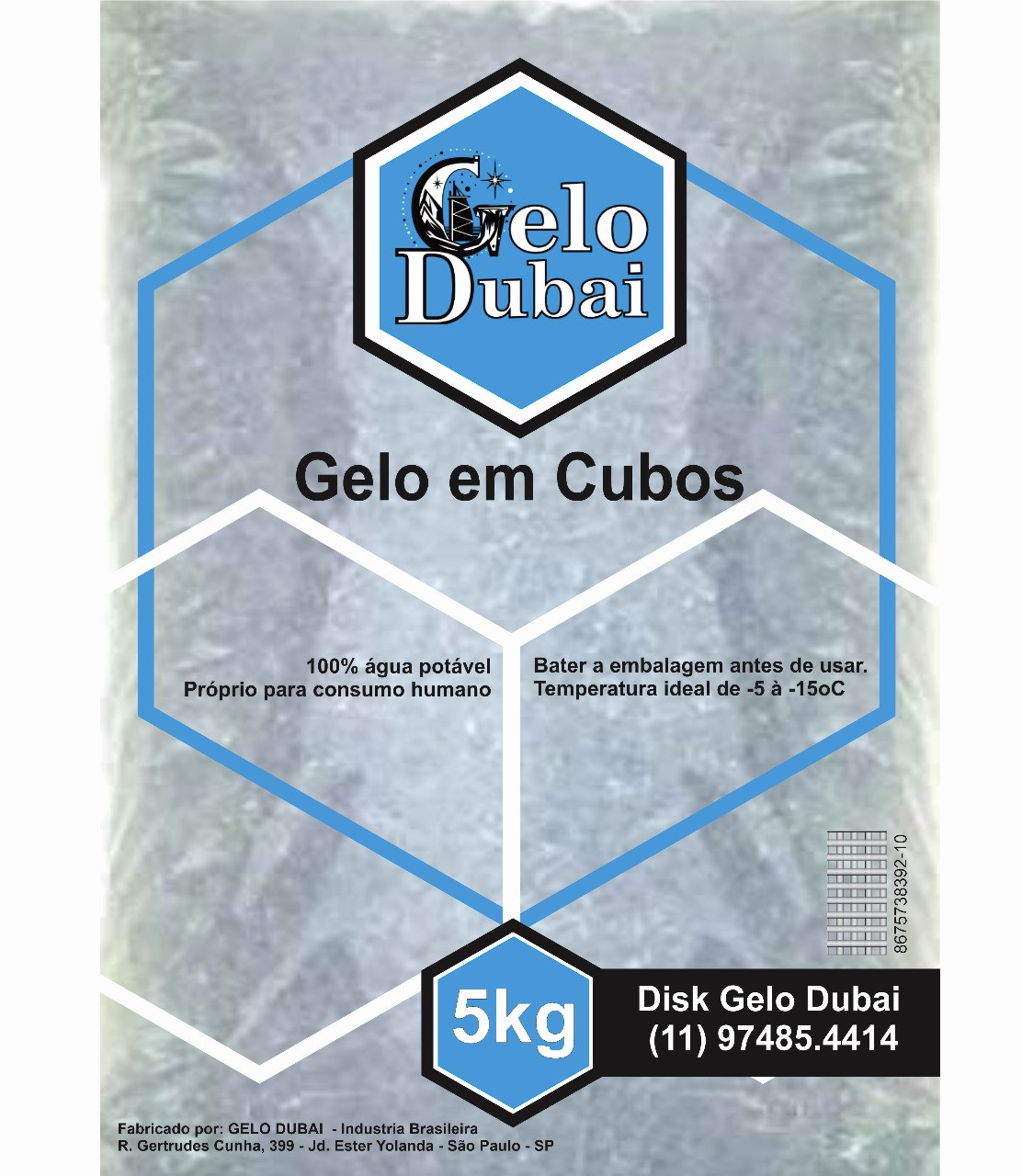 Saco De Gelo Em Cubos - 5kg