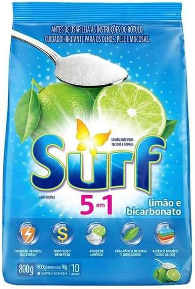 Lava Roupas Surf Bicarbonato e Limão 800g