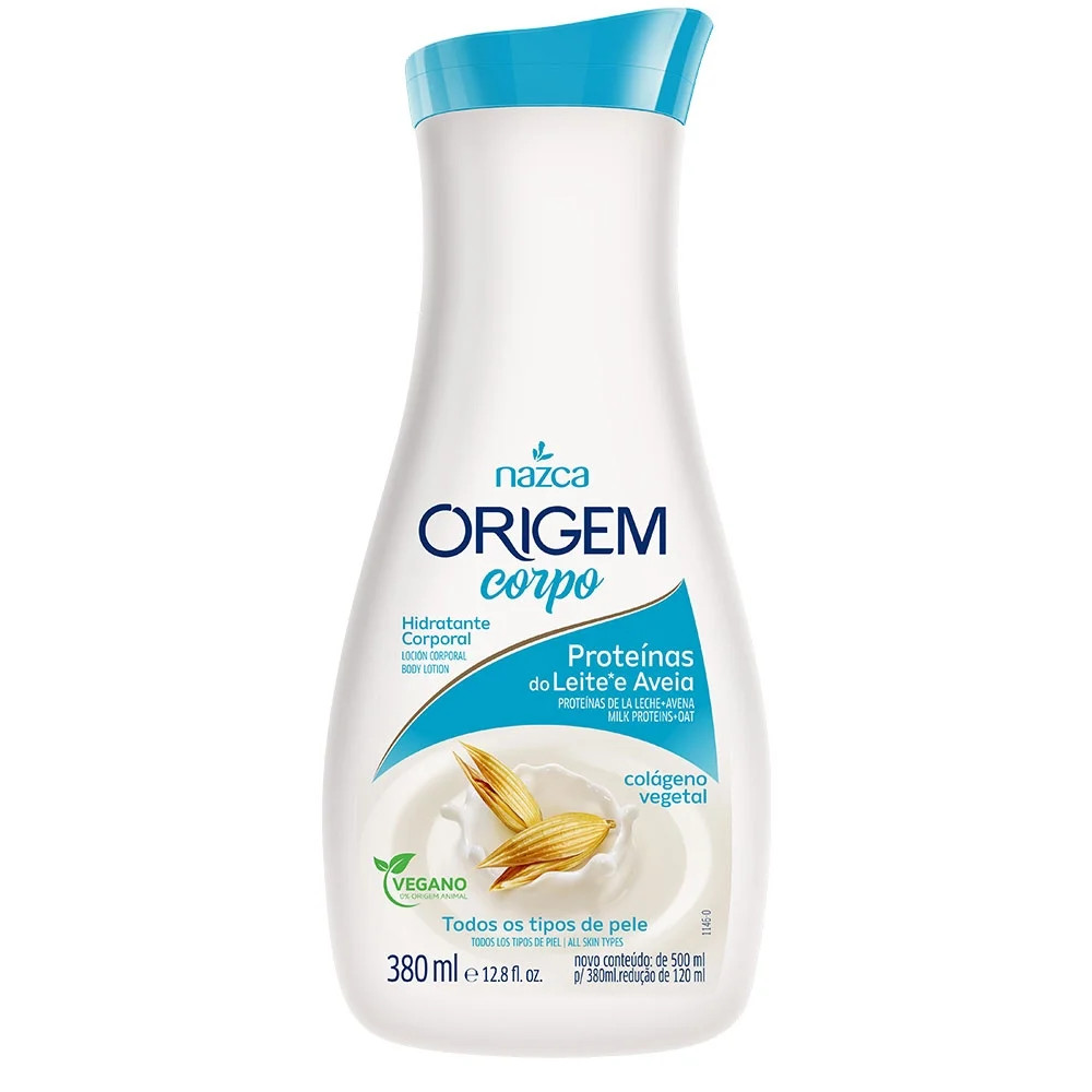 HIDRATANTE P/ CORPO NAZCA ORIGEM 380ML PROTEINAS/LEITE/AVEIA