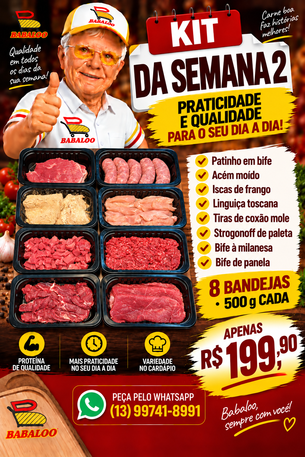 Kit Semana 2 - 8 Bandejas de 500g cada