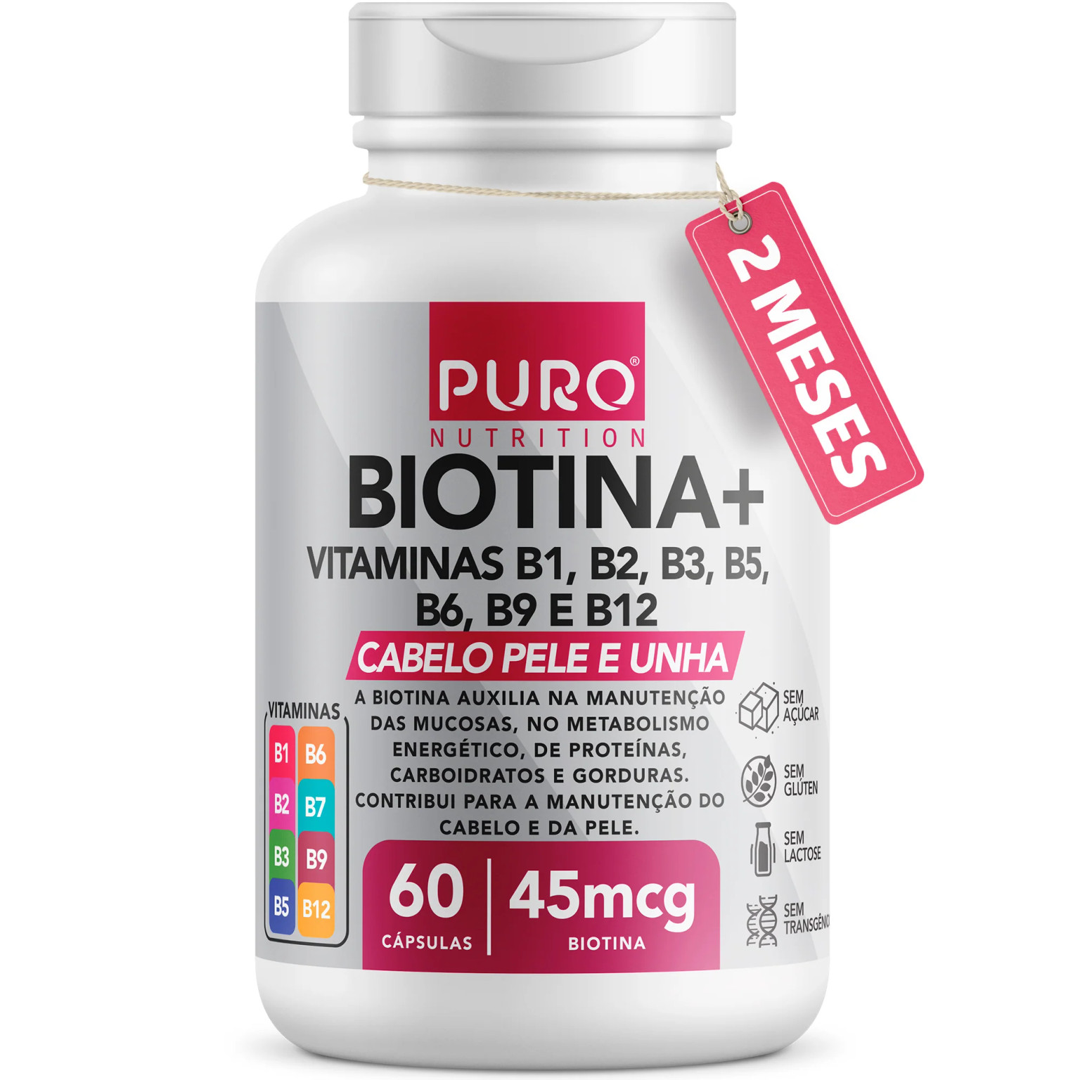 SUPLEMENTO ALIMENTAR PURO NUTRITION BIOTINA + VITAMINAS**