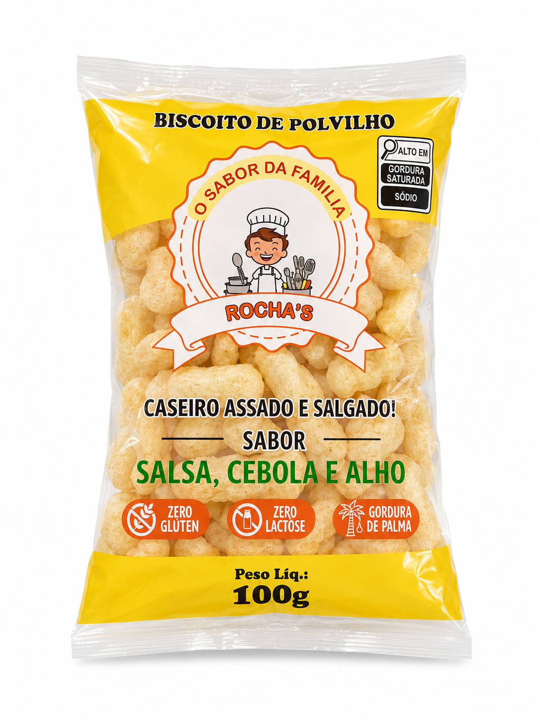 BISC DE POLVILHO ROCHAS PETA SALSA, CEBOLA E ALHO 100G**
