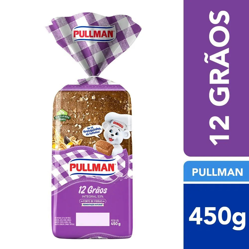 PÃO 53% INTEGRAL 12 GRÃOS PULLMAN 450G