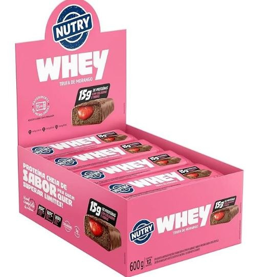 BARRA WHEY TRUFA DE MORANGO NUTRY 50G