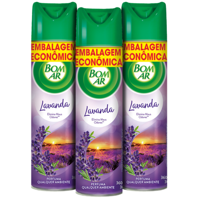 Combo 3 Bom Ar Aerosol Lavanda 360ml