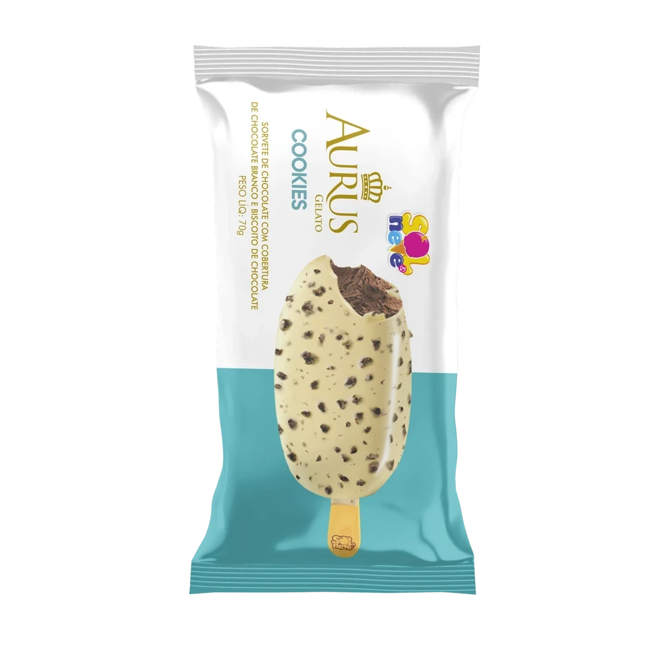 Picolé Aurus Cookies Chocolate Branco Sol&Neve