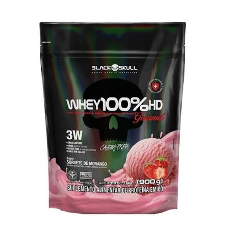 Whey Refil 100% Hd Gourmet 900g Morango Blacksku