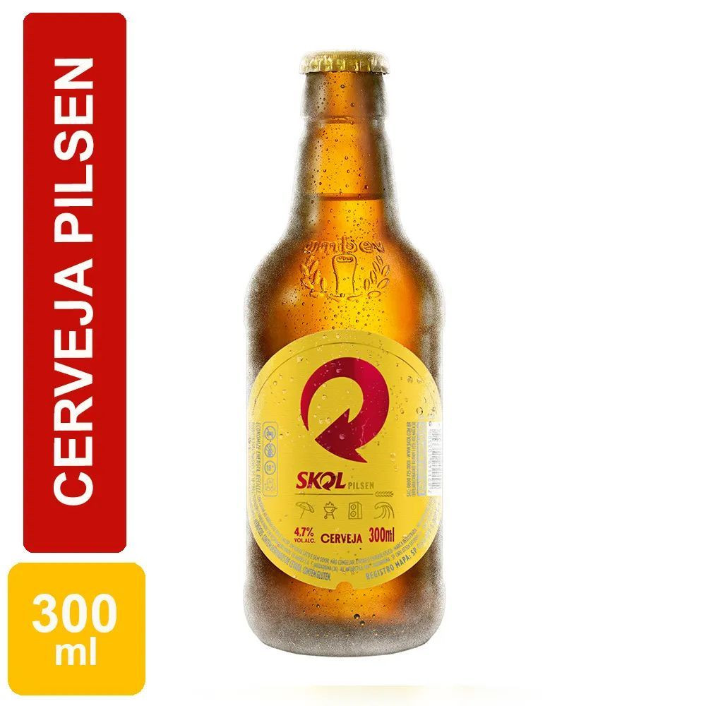CERVEJA SKOL PILSEN GF 300ML APENAS O LIQUIDO
