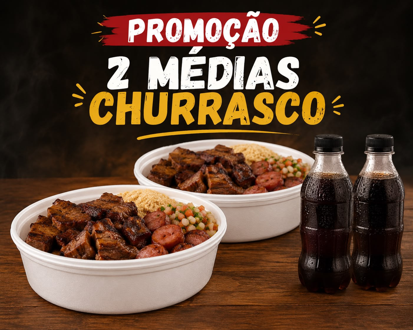 COMBO 2 MARMITEX DE CHURRASCO MÉDIA+ 2 REFRI 200 ML