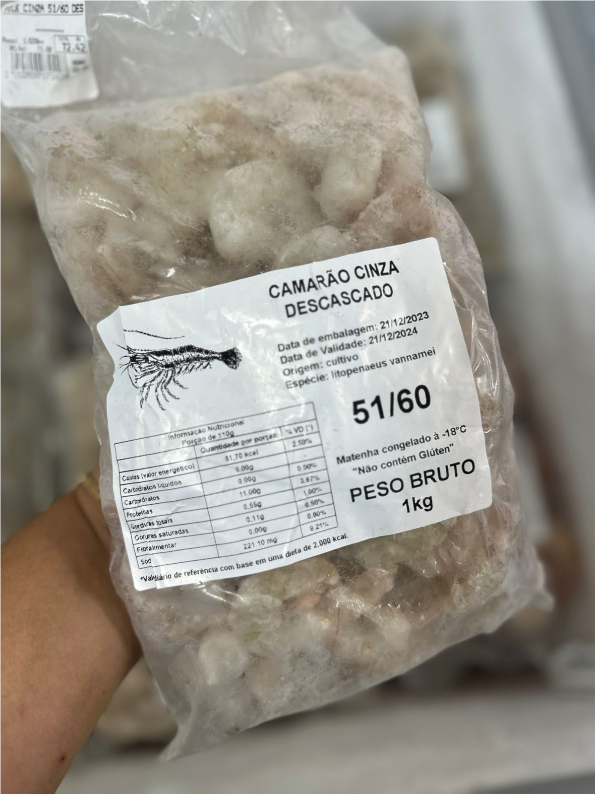 Filé de camarão cinza  M 51/60 (1kg).