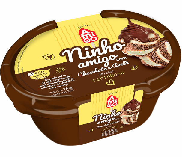 SORVETE DE NINHO COM CREME DE AVELÃ - 1,5 LT